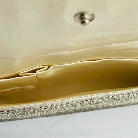 Vintage "RICHERE" Beaded Purse Evening Bag Silver Gold 1960's Hand Made in Japan - Picture 11 of 16